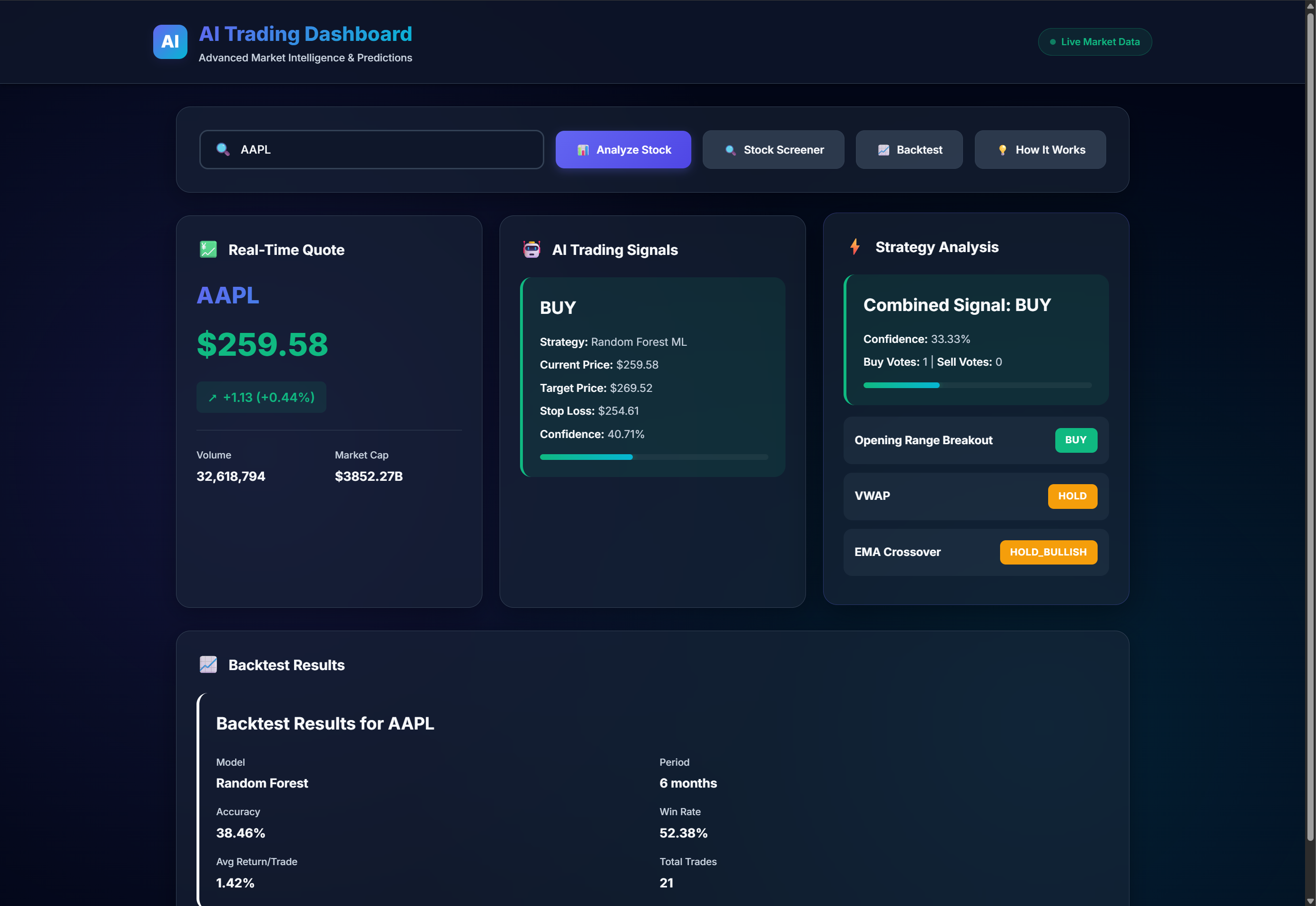 AI Trading System Screenshot 1